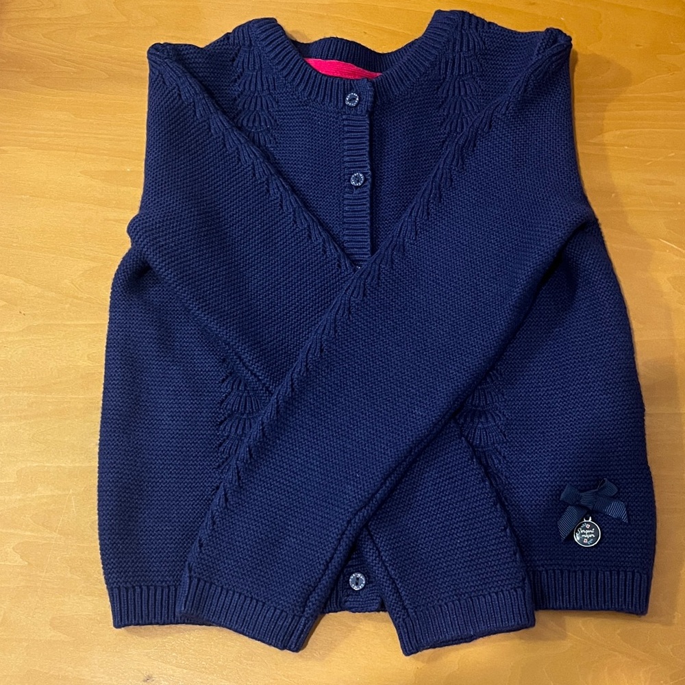 Sergent Major Navy Blue Sweater Cardigan Knit Design Sweater, Size 9, (134cm)